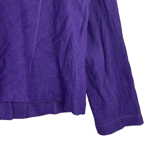 Talbots Boiled Wool Utility Jacket Medium Purple Stand Collar Button Up Stretch - Picture 10 of 11